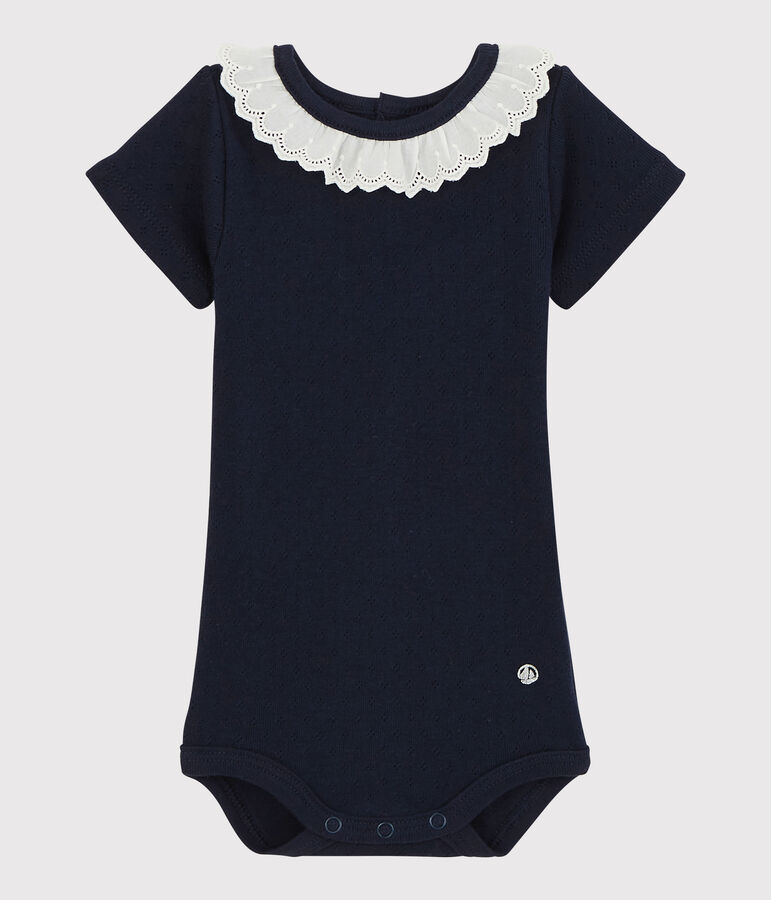 Romper met kraag van Engels borduursel voor babymeisjes blauw