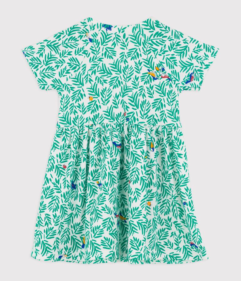 Katoenen babyjurk. wit/multicouleur