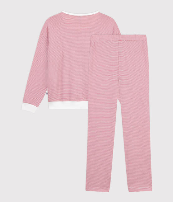 Pyjama femme en coton à rayures rose ROSEWOOD/ MARSHMALLOW