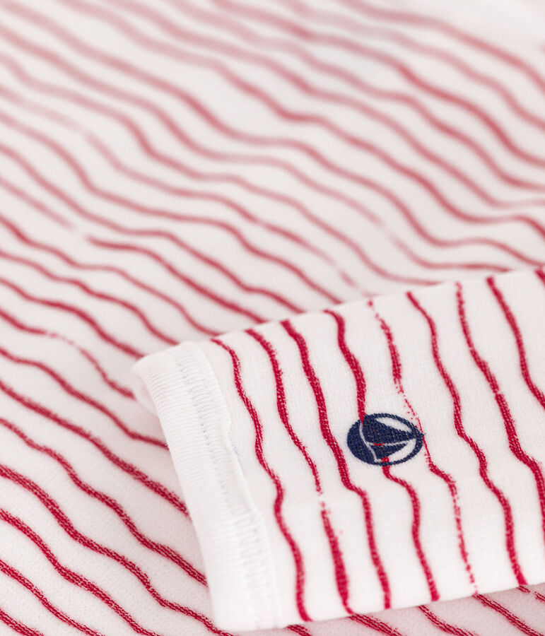 Dors bien en velours b&eacute;b&eacute; blanc/rouge