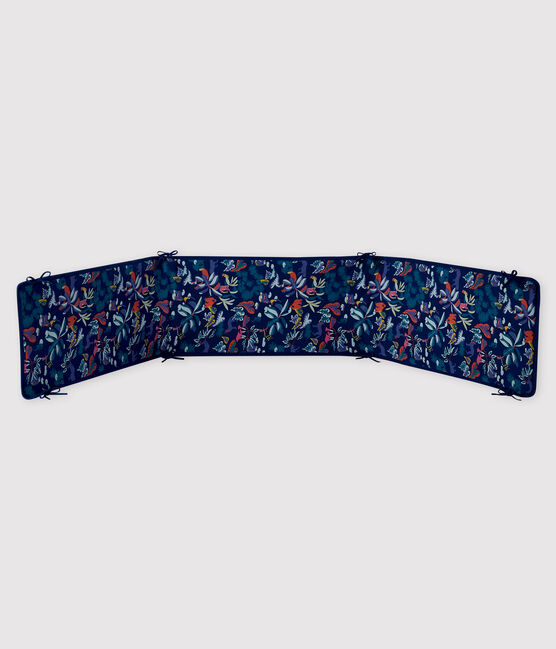 Geribde stootrand bed met jungle print voor baby blauw MEDIEVAL/wit MULTICO