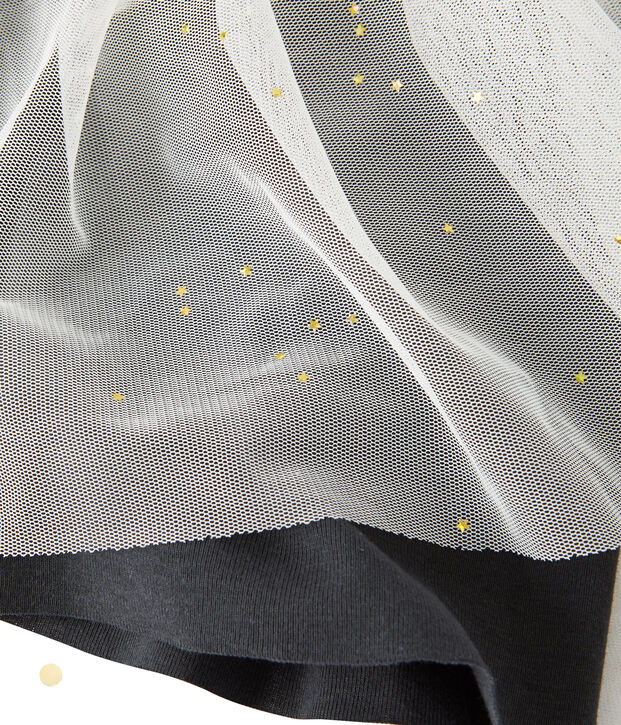 Robe b&eacute;b&eacute; fille bi-mati&egrave;re blanc/gris