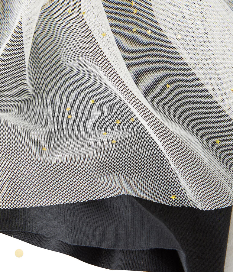 Jurk voor babymeisjes in twee stoffen wit/grijs