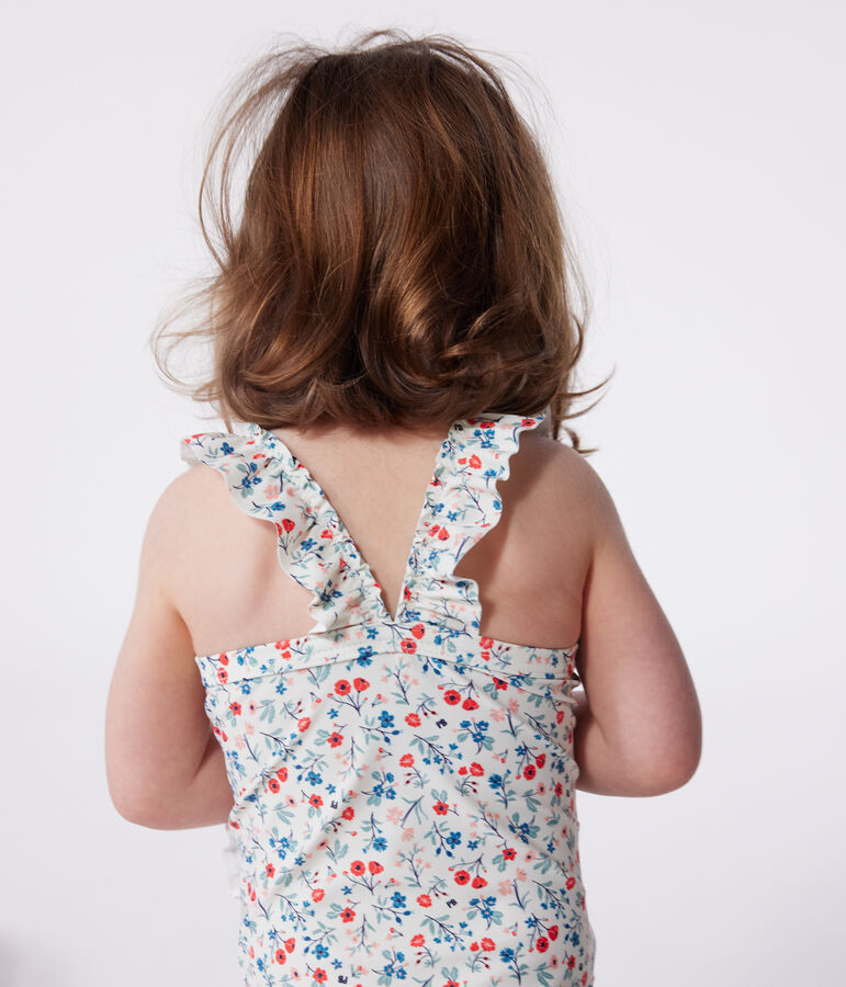 Eendelig babyzwempakje met ruches en bloemenprint wit/multicouleur