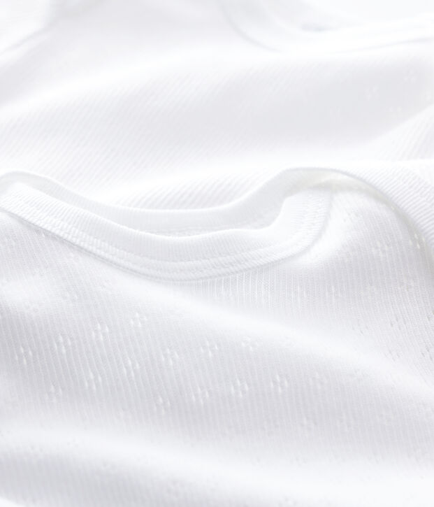 Set van 2 witte rompertjes met korte mouwen van biologisch katoen multicouleur