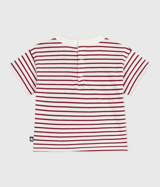 Tee-shirt bébé en coton manches courtes rayé rouge MILK/ AMARANTE