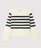 Meisjespull van mohair en katoen wit MARSHMALLOW/blauw SMOKING