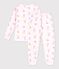 Kinderpyjama van fleece met skiprint roze/multicouleur