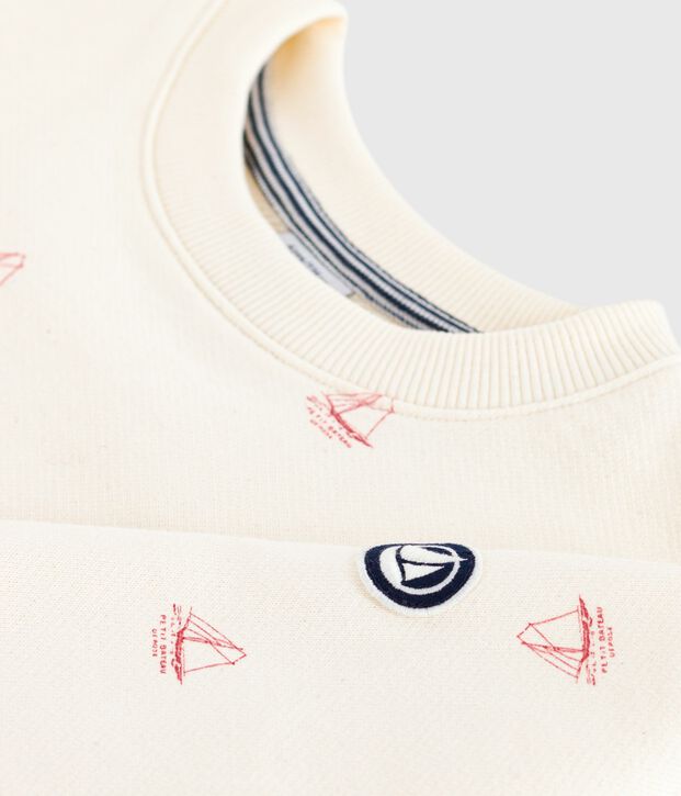 Sweatshirt enfant en coton imprim&eacute; rouge/rouge