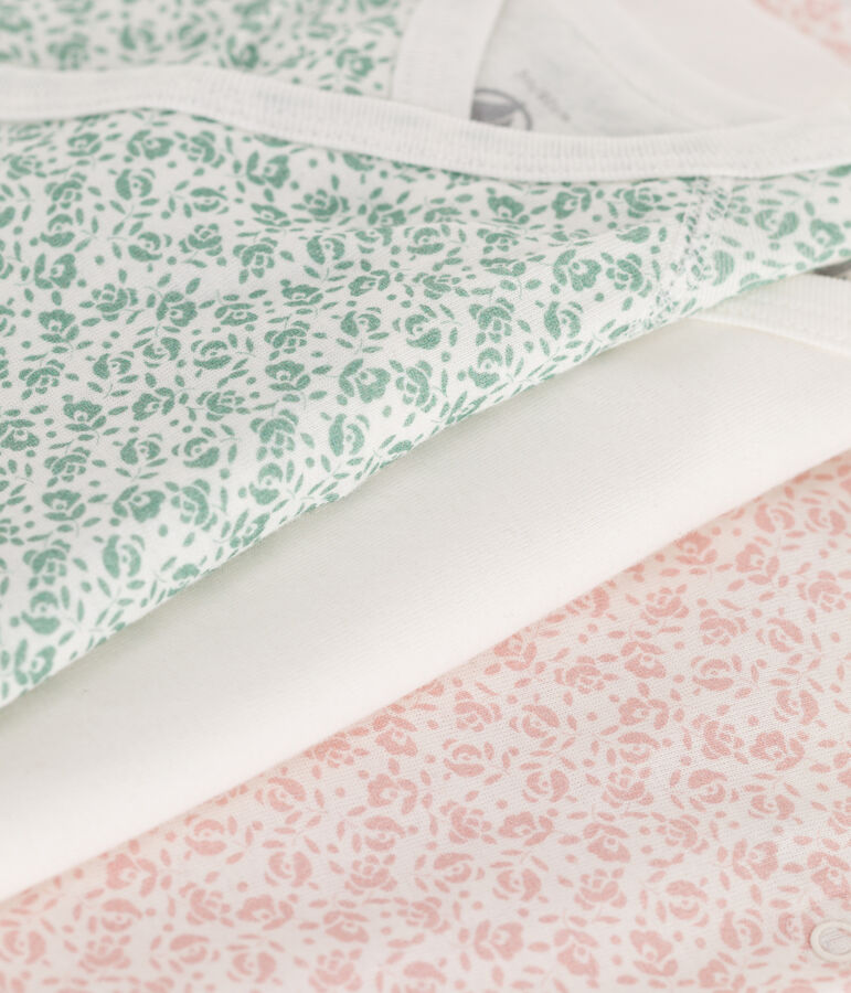 Lot de 3 bodies crois&eacute;s manches courtes en coton imprim&eacute; b&eacute;b&eacute; multicouleur