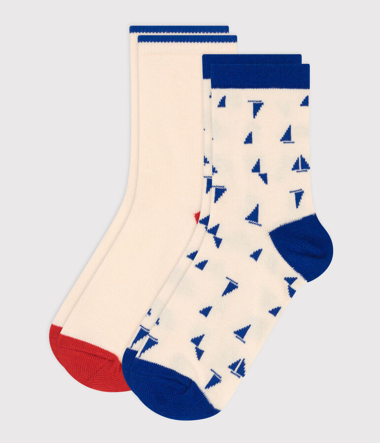 2 paires de chaussettes enfant en coton imprim&eacute; bateau multicouleur
