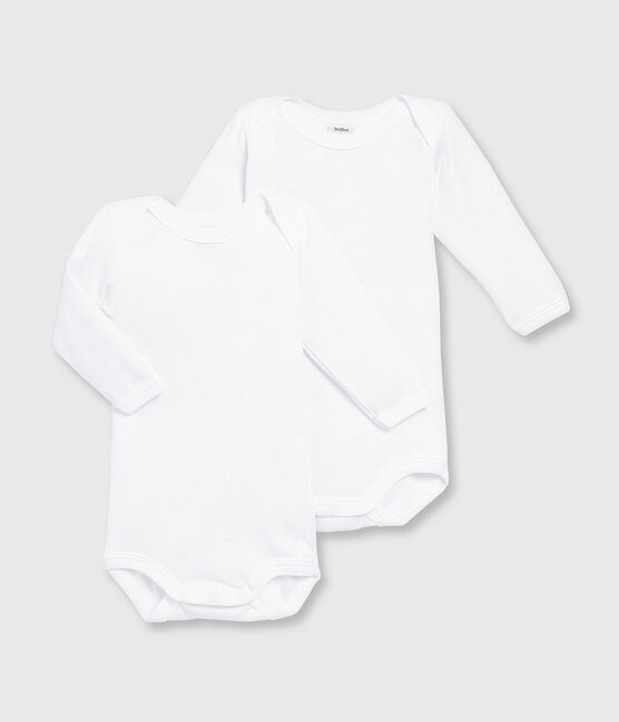 Lot de 2 bodies blancs manches longues bébé blanc MARSHMALLOW