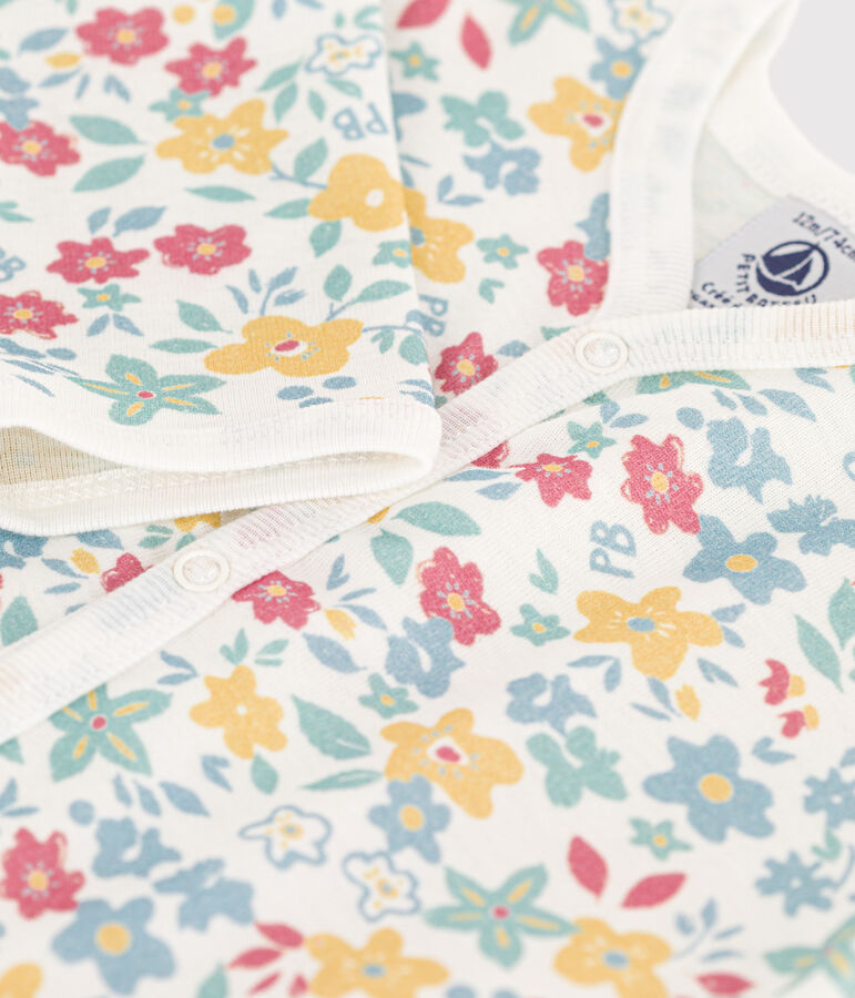 Dors-bien sans pieds imprim&eacute;s en coton blanc/multicouleur