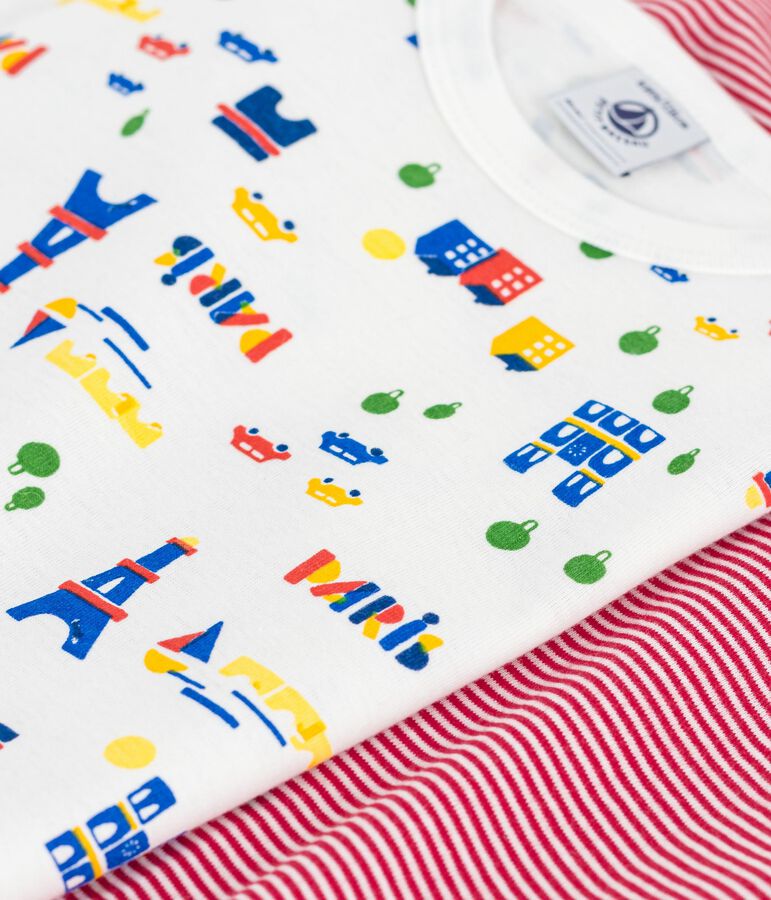 Lot de tee-shirts enfant en coton manches longues imprim&eacute; Paris multicouleur