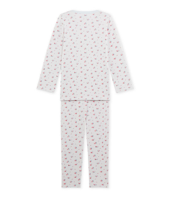 Pyjama fille imprimé petites fleurs blauw BOCAL/wit MULTICO