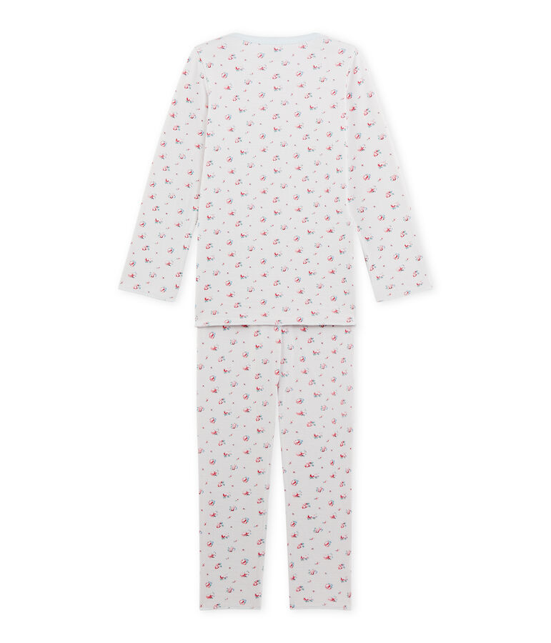 Pyjama fille imprim&eacute; petites fleurs blauw/multicouleur