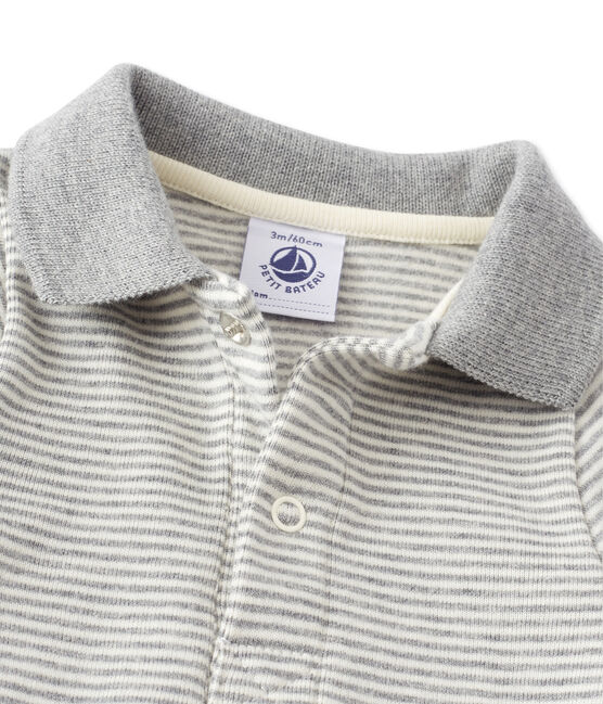 Body bébé garçon en milleraies gris SUBWAY/beige COQUILLE