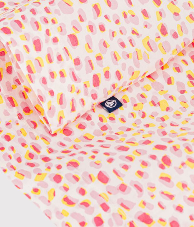 Korte katoenen kinderrok met print wit/multicouleur