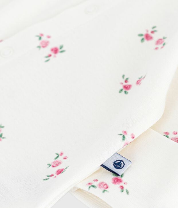 Pyjama b&eacute;b&eacute; en coton &agrave; col fleuri blanc/multicouleur