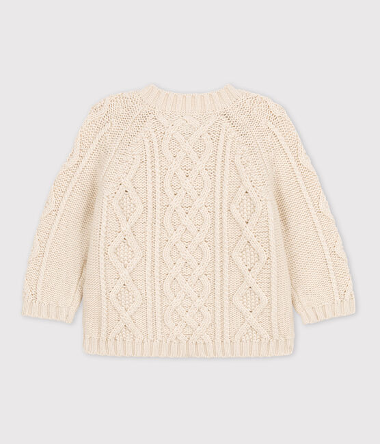 Pull tricot à torsades bébé en coton écru AVALANCHE