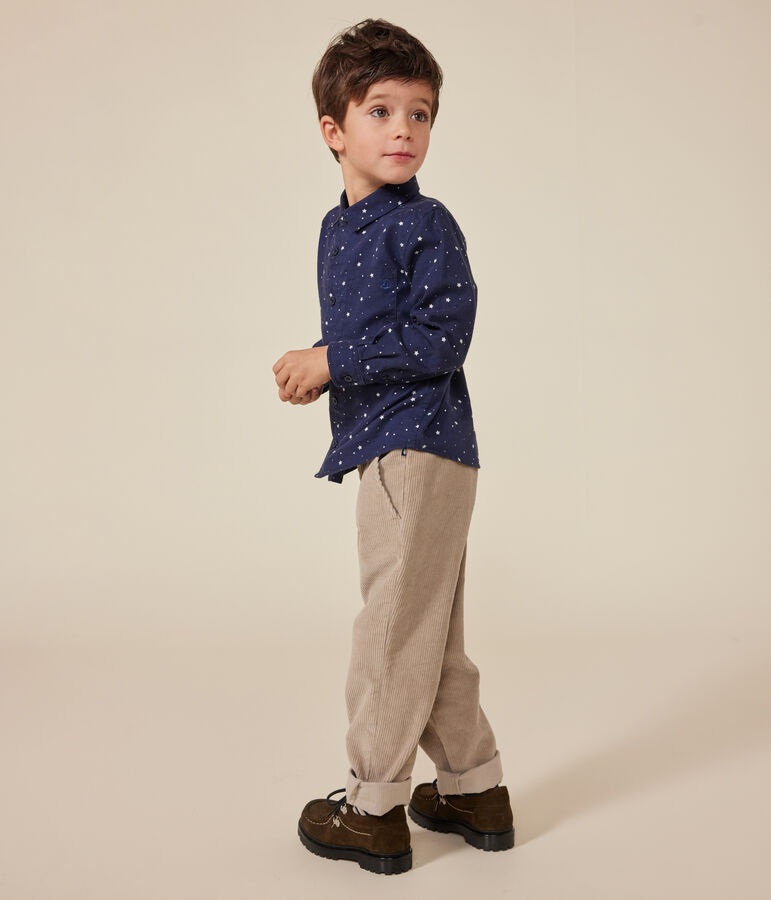 Pantalon droit en velours enfant gar&ccedil;on HUITRE