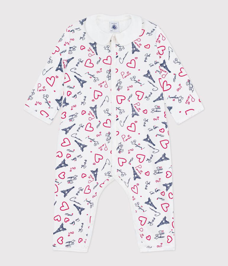 Pyjama b&eacute;b&eacute; en coton sans pieds imprim&eacute; Paris blanc/multicouleur