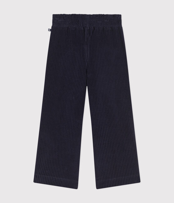 Fijne fluwelen meisjesbroek met wijde pijpen blauw SMOKING