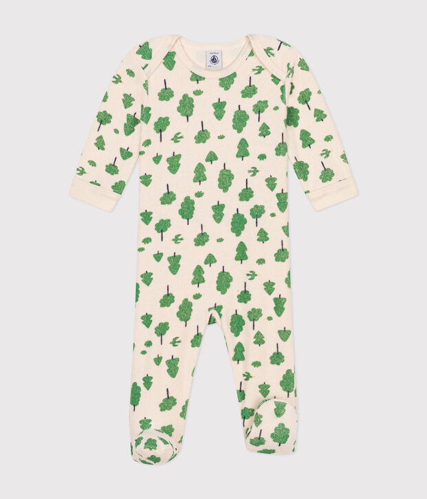 Pyjama en bouclette &eacute;ponge gratt&eacute;e imprim&eacute;e arbres b&eacute;b&eacute; &eacute;cru/multicouleur