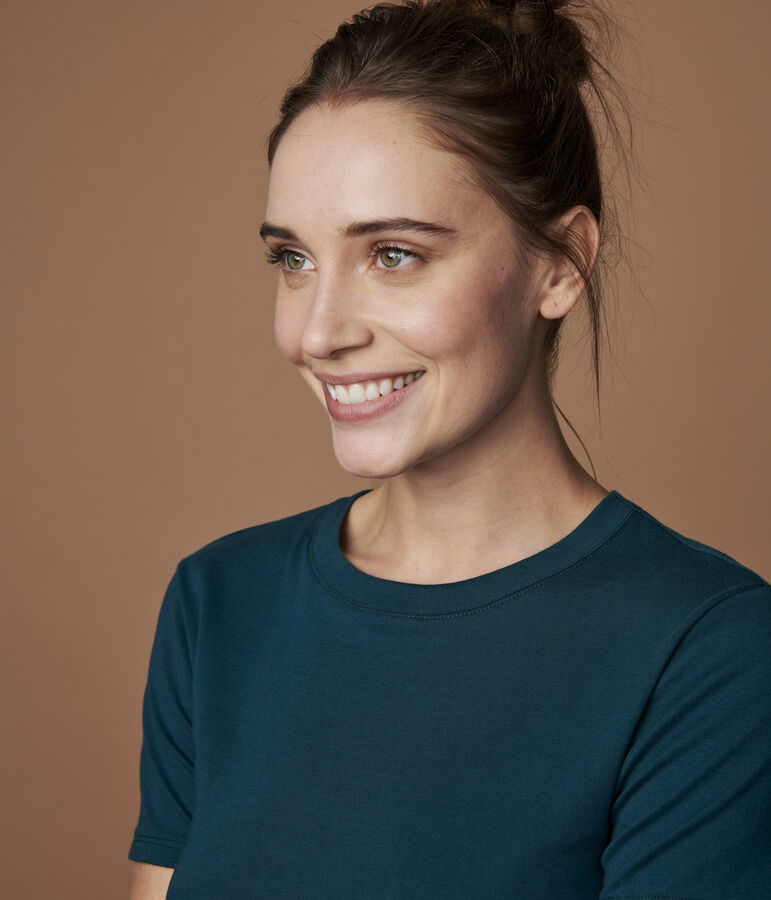 Iconisch katoenen Dames t-shirt met ronde hals groen PINEDE