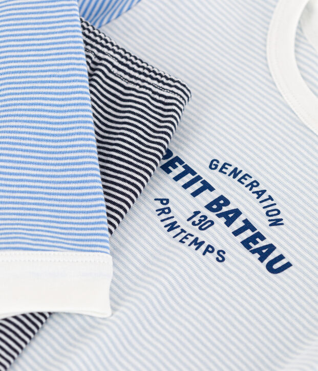 Pyjama met milleraiesprint in drie kleuren voor kleine meisjes en jongens blauw/multicouleur