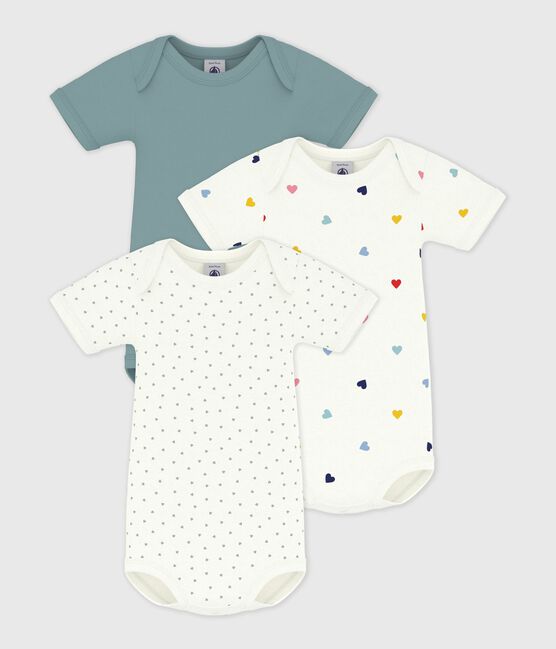 Setje van katoenen babybody's met korte mouwen en hartjesprint variante 1
