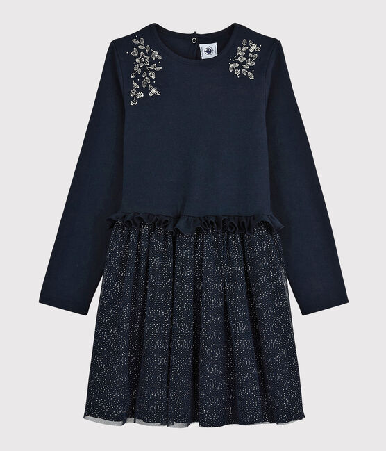 Jurk met lange mouwen meisjes blauw SMOKING