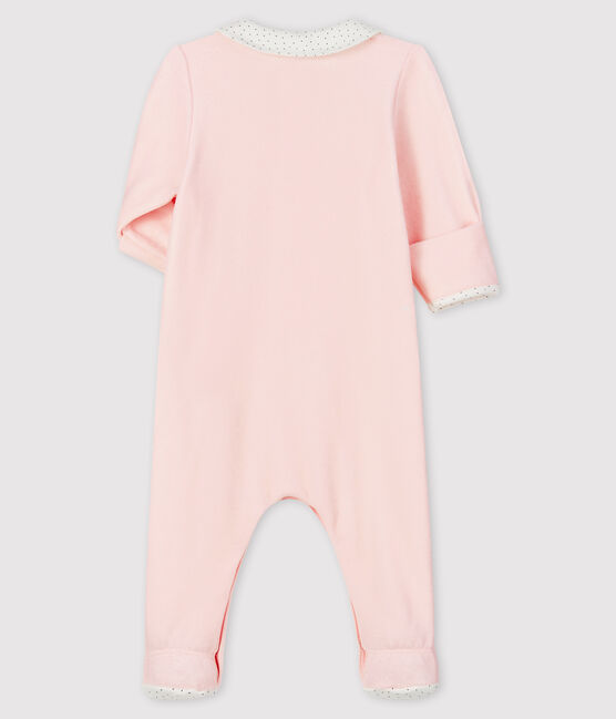 Dors-bien rose à col bébé fille en velours rose FLEUR