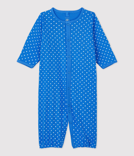 Combinaison bébé en coton biologique bleu BRASIER/gris MARSHMALLOW