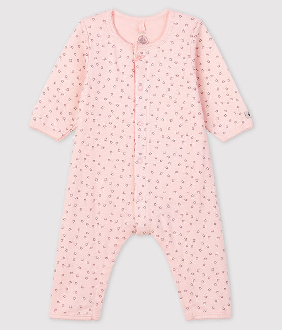 Romperpyjama zonder voetjes met sterretjes van biologisch katoen, voor babymeisjes roze FLEUR/grijs CONCRETE
