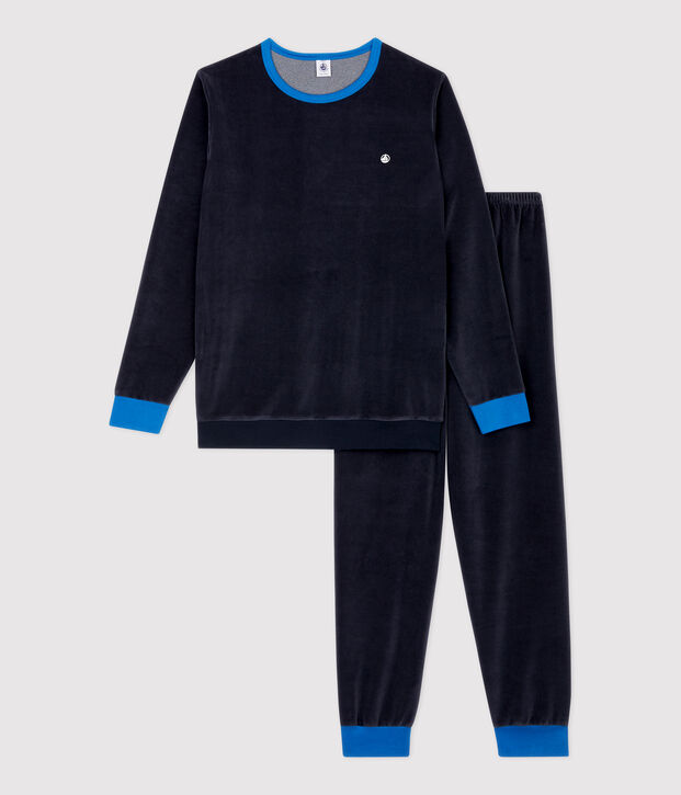 Pyjama bleu marine gar&ccedil;on en velours bleu marine