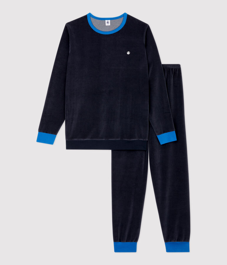 Pyjama bleu marine gar&ccedil;on en velours bleu