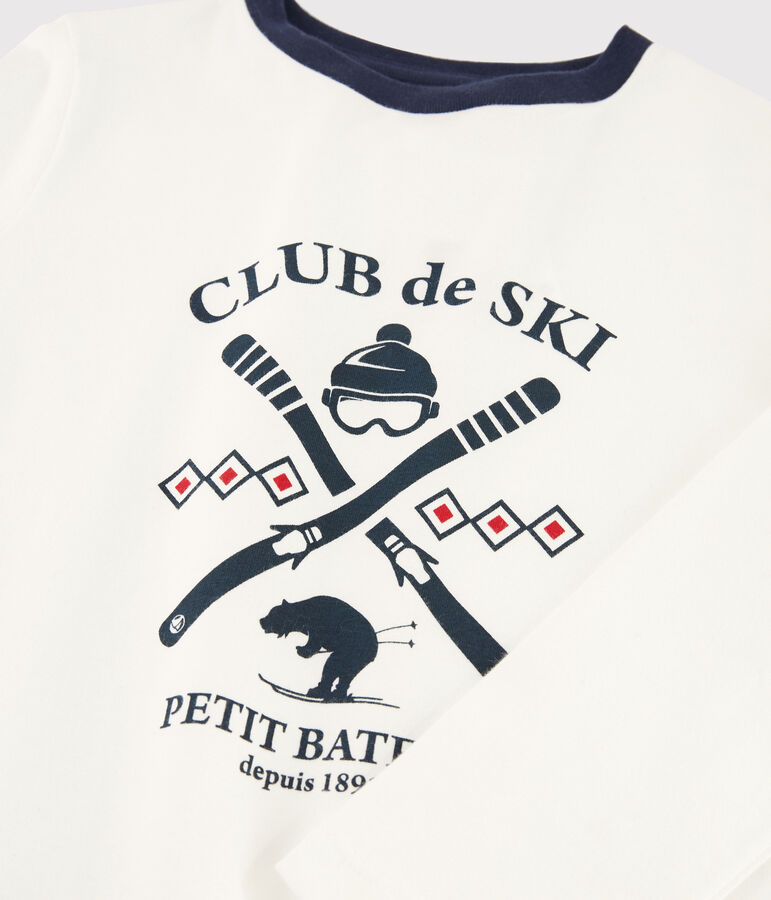 Tee-shirt s&eacute;rigraphi&eacute; enfant gar&ccedil;on blanc MARSHMALLOW