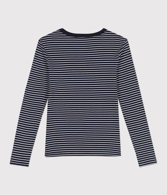 L'Iconique, gestreept katoenen T-shirt voor dames blauw SMOKING/wit MARSHMALLOW