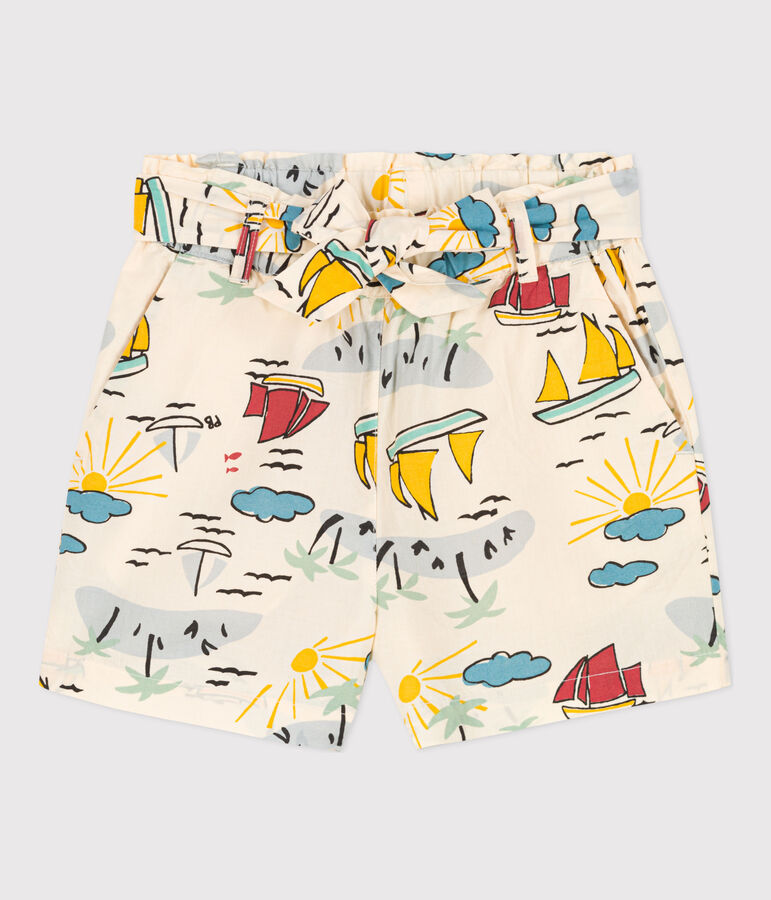 Short met print in popeline voor meisjes wit AVALANCHE/ MULTICO
