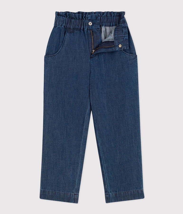 Rechte broek in licht denim voor meisjes blauw DENIM