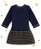 Robe bi-matière marinière bébé fille bleu SMOKING/jaune DORE