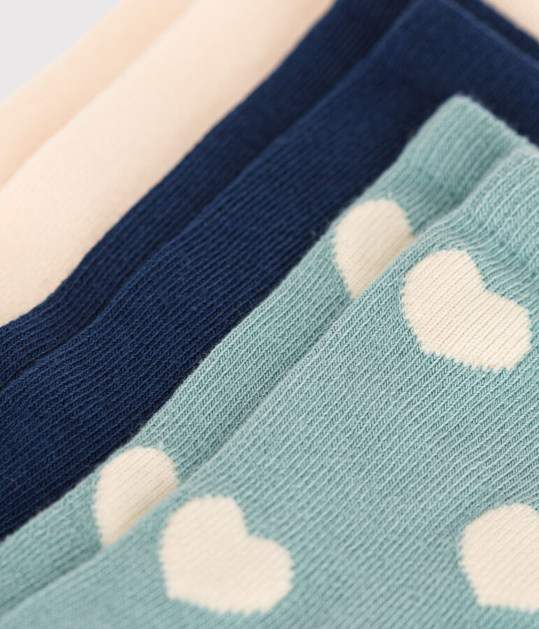 3 paar katoenen kindersokken met hartjesprint multicouleur