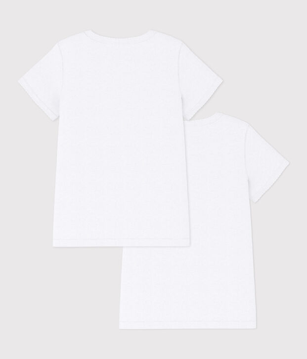 Lot de 2 tee-shirts blancs courtes petite fille multicouleur