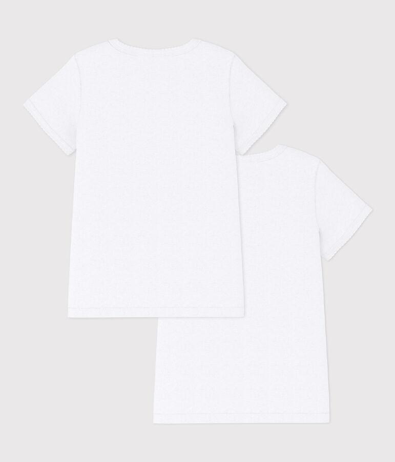 Lot de 2 tee-shirts blancs courtes petite fille multicouleur