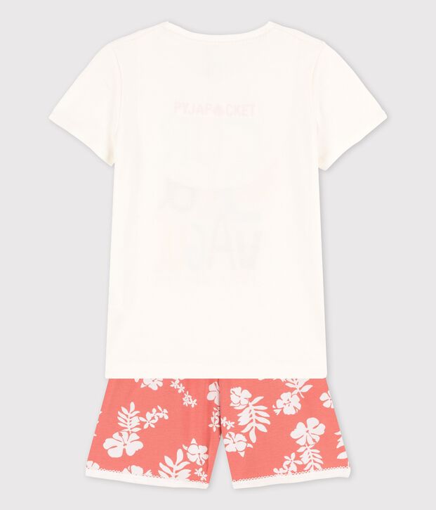 Pyjacourt Hawa&iuml; rose petite fille en coton blanc/rose