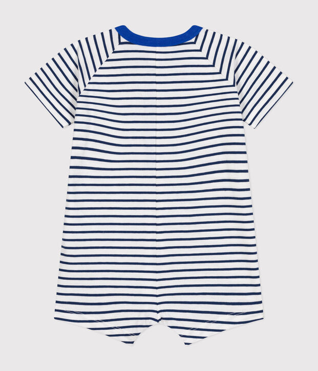 Kort babypakje van dunne jersey wit/blauw