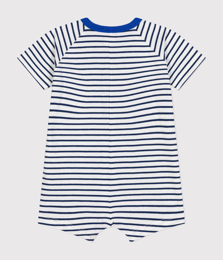 Kort babypakje van dunne jersey wit/blauw