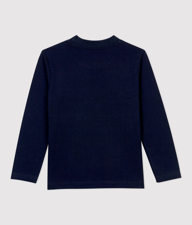 Tee-shirt manches longues en coton enfant gar&ccedil;on bleu marine