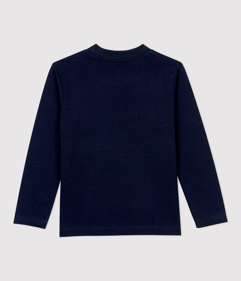 Tee-shirt manches longues en coton enfant gar&ccedil;on bleu SMOKING